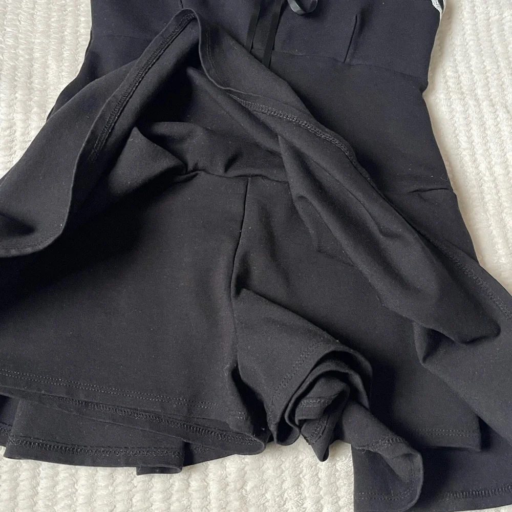 Windsor Black skater romper with White Lace Trim - Picture 4 of 5